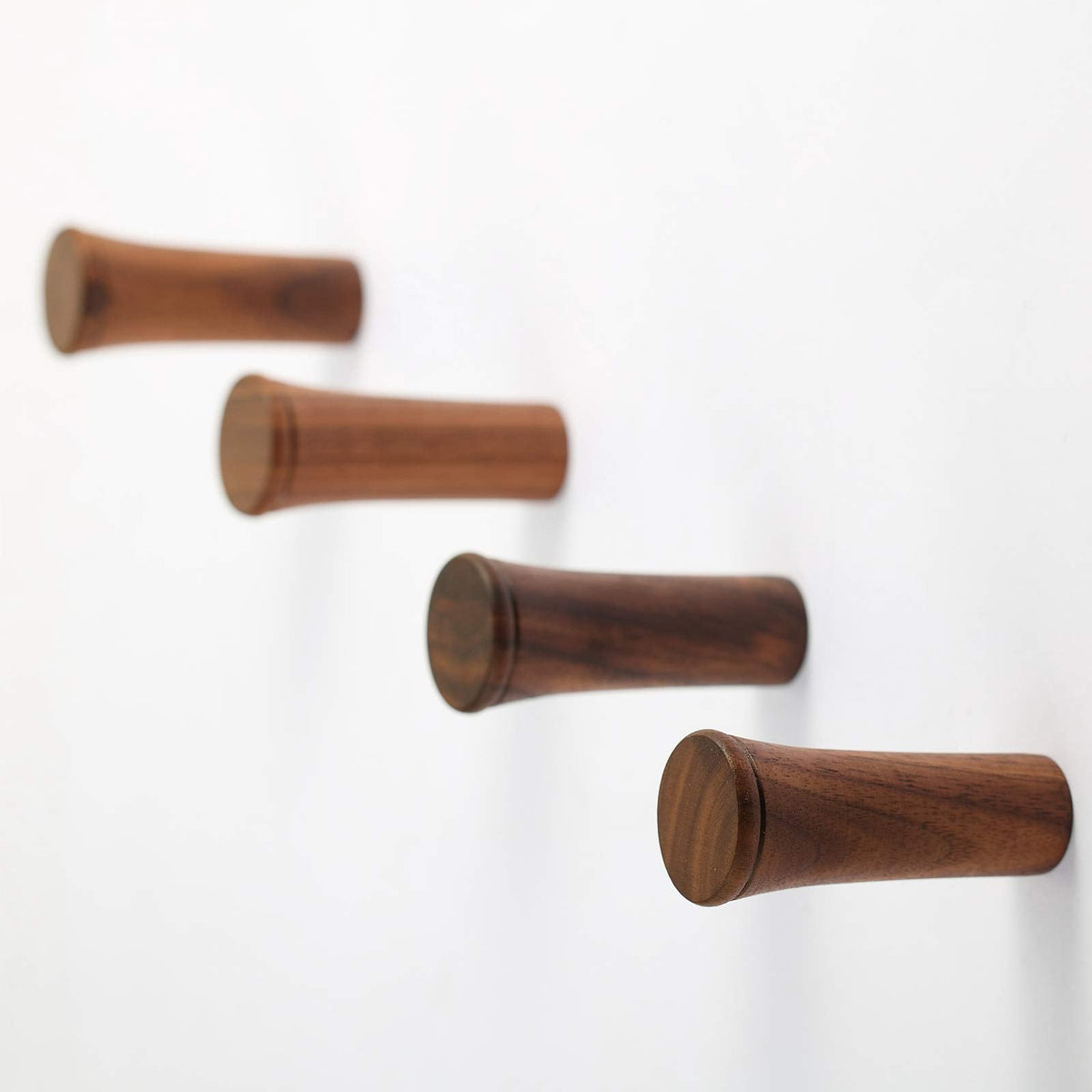 Jetec 4 Pack Wood Wall Hooks 3" Large Wooden Coat Hook Solid Walnut Hat Pegs Wall Mounted Heavy Duty Brown Towel Hangers Rustic Entryway Organizer Large Racks for Hanging Clothes Bag Potted Plants