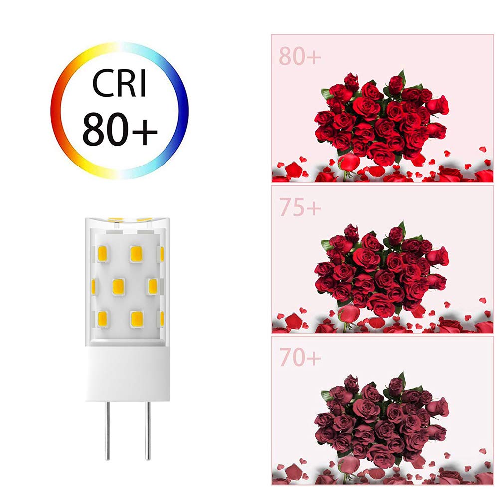 GY6.35 LED Bulb 5W Equivalent to 50W Bi-pin Base Halogen Bulb, AC/DC 12V Daylight White 6000K for Pendant Light, Chandelier, Desk Light, Accent Lights, Landscape Lighting, Non-Dimmable (4 Pack)