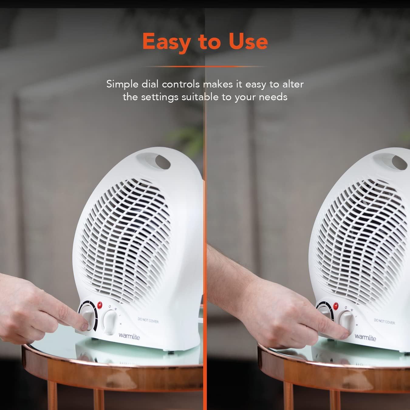 Warmlite WL44002 Thermo Fan Heater with 2 Heat Settings and Overheat Protection, 2000W, White