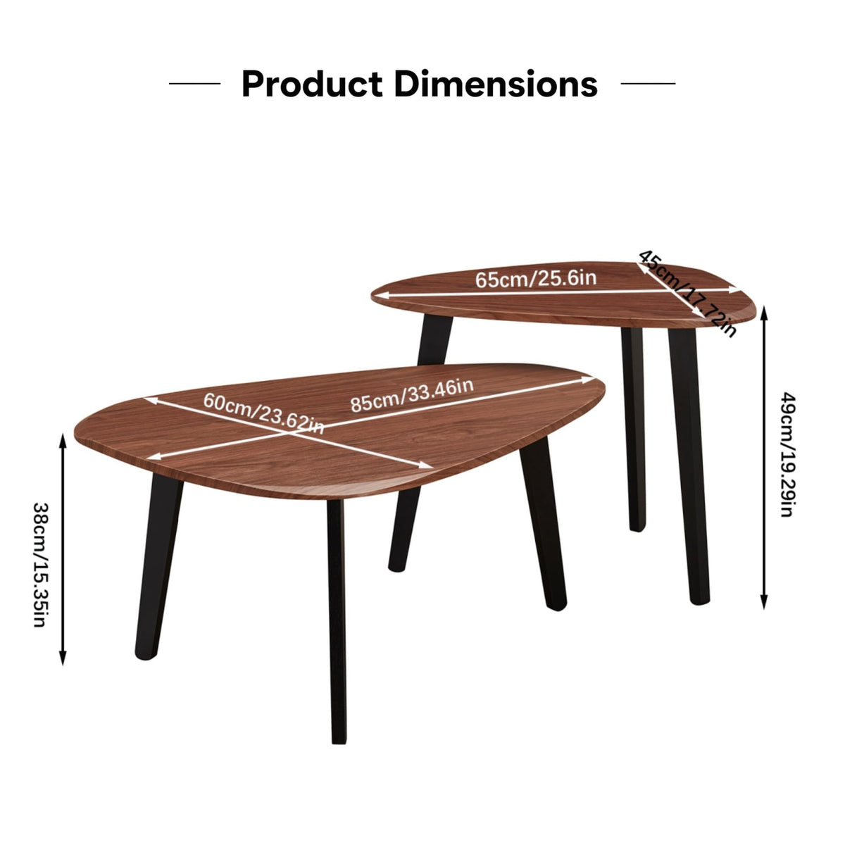 DURISEN Nesting Coffee Table Set of 2-Mid Century Modern Coffee Table