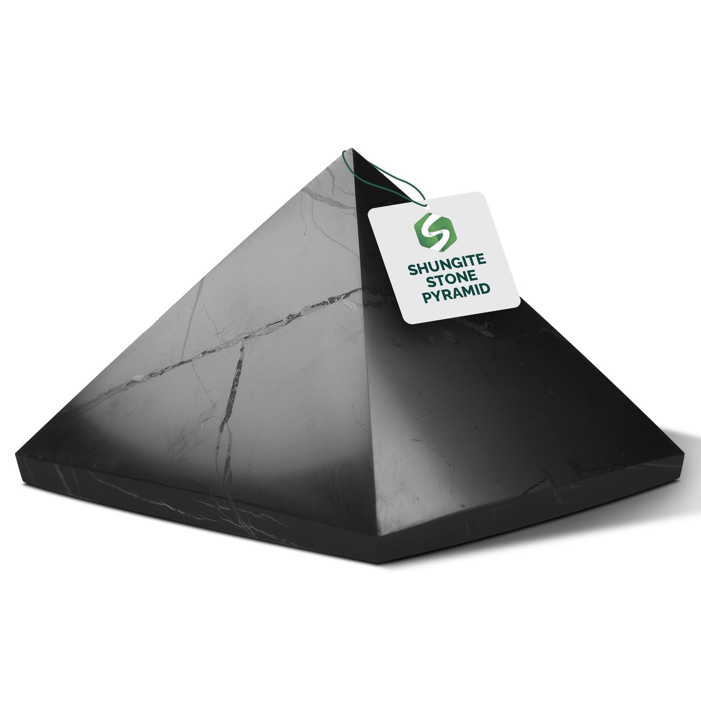 Shungite World Authentic Shungite Pyramid Polished 50 mm / 1.96" Chakra Energy Natural Healing Crystal Real Black Pyramid Home Office Protection Desk Decor Meditation Reiki Grounding Stone