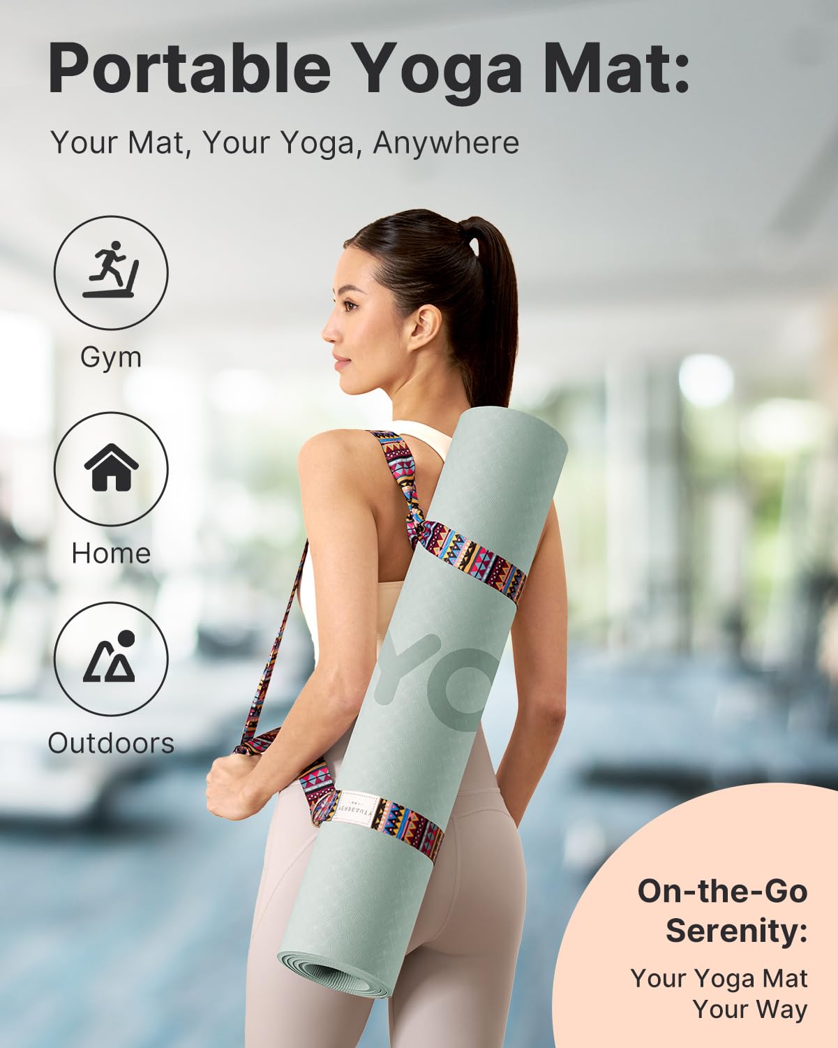 YOTTOY Yoga Mat, 72"x 32"x1/3" Extra Wide Non-Slip Exercise Fitness Yoga Mats,Eco-Friendly TPE Exercise Mats for Women Men Home Workout with Strap Bag
