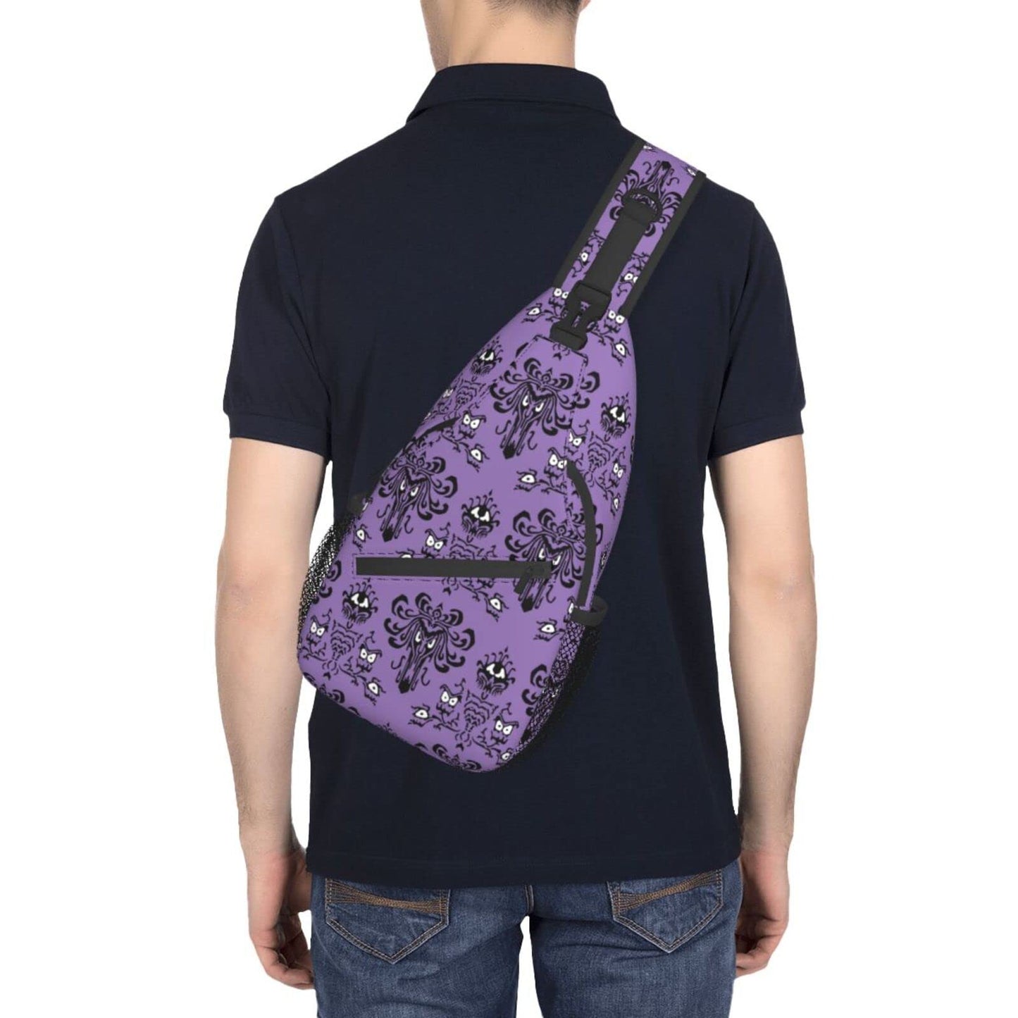 Haunted the Mansion Sling Bag Crossbody Travel Hiking Chest Backpack One Shoulder Daypack for Women Men Unisex Cycling Gym