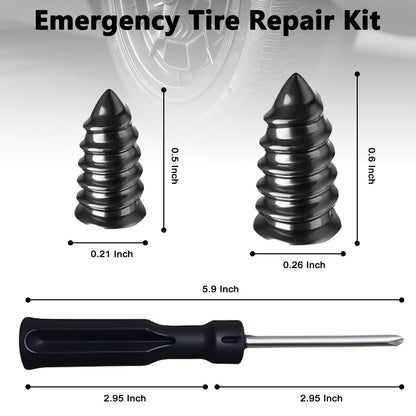 45Pcs Tire Repair Kit with Tire Plugs & Rubber Nail, Professional Heavy Duty Emergency Tire Repair Screw Tool Kit, Flat Tire Repair Plug Kit for Car Motorcycle ATV Tractor Truck Lawn Mower (Gray)