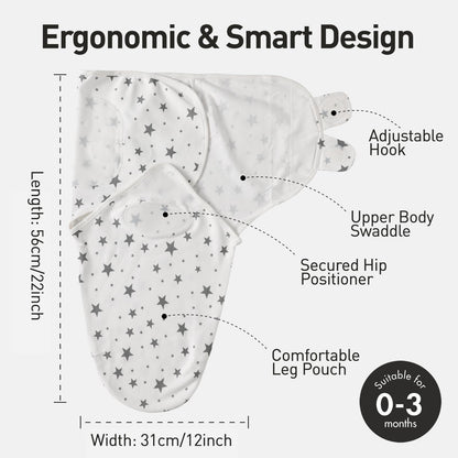GLLQUEN BABY Baby Swaddle Wraps for 0-3 Months Newborn,Oeko-tex100,100% Breathable Organic Cotton Fabric Swadding Blankets,3 Pack(New Grey)