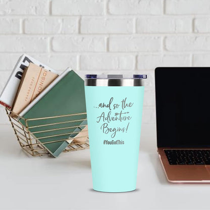 SHOW-YA Good Luck Gifts - Congratulations Gifts for Women,New Job Gift for Women,Farewell Going Away Gift for Friends Coworker,And So The Adventure Begins You Got This,16 OZ Tumbler