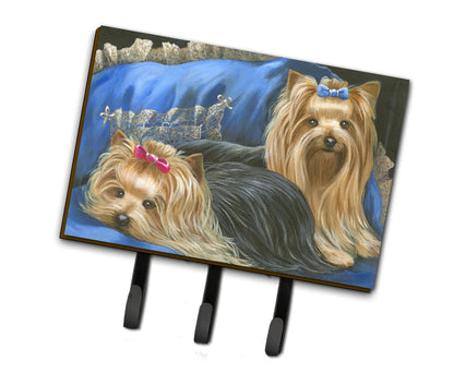Caroline's Treasures PPP3293TH68 Yorkshire Terrier Yorkie Satin and Lace Leash or Key Holder, Wall Hooks, Key Hooks Holder, Coat Rack Wall Mount, Coat Hooks, Hooks for Hanging Keys, Towels, Aprons, Le