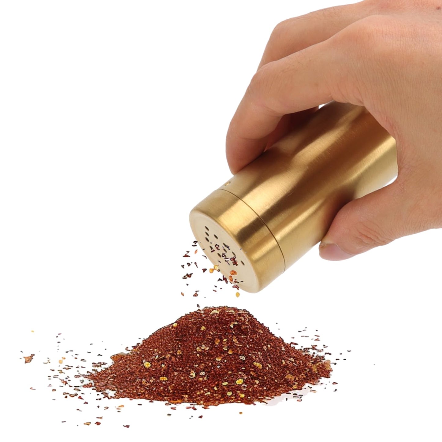 Stainless Steel Salt Shaker Gold 2 Pack with Fine Mesh for Salt Sugar Shaker Kitchen Seasoning Container