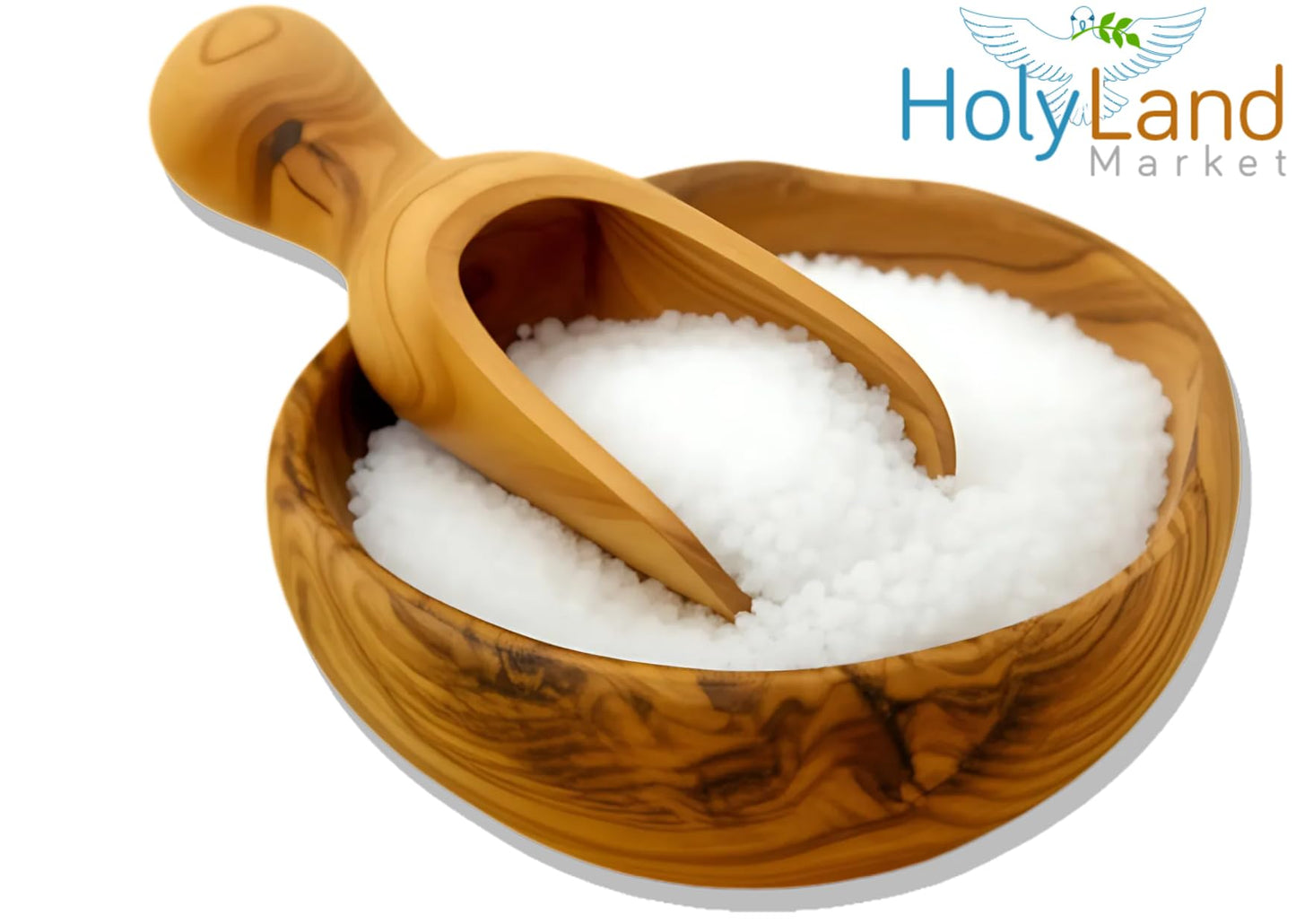 Holy Land Market Olive Wood Salt Spoon/Scoop - Handcrafted 4.8" - Large Olive Wood Spoon