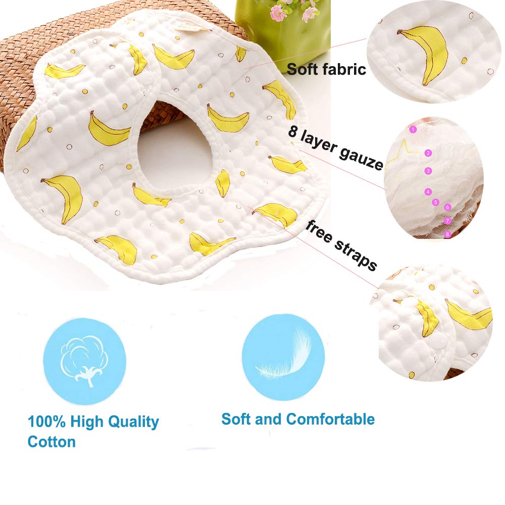 MERLINAE Baby Bandana Drool Muslin Muslin 360 Bibs for Boys Girls Newborn Infant for Drooling and Teething,100% Organic Cotton and Super Absorbent Hypoallergenic Pullover