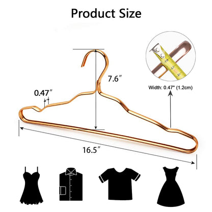 20 Pack Gold Aluminum Coat Hangers, 16.5” Premium Matte Hanger, Lightweight Smooth & Sturdy for Standard Size Suits, Clothing, Jacket, Pant, Dress, Shirts, Skirts