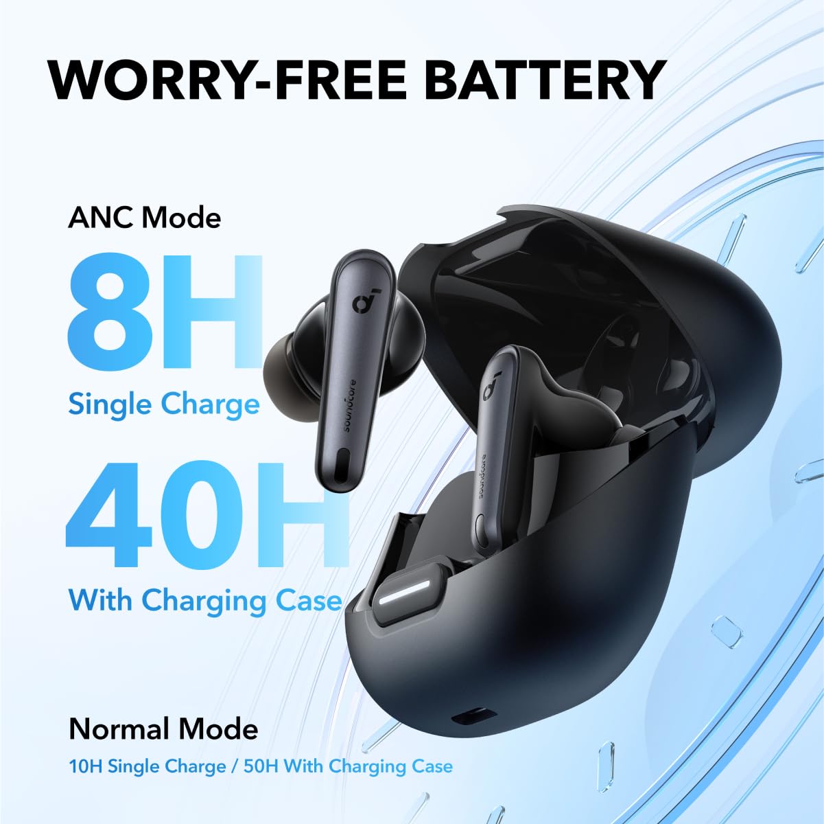 Soundcore by Anker Liberty 4 NC Wireless Noise Cancelling Earbuds, 98.5% Reduction, Adaptive to Ears and Environment, Hi-Res Sound, 50H Battery, Charging, Bluetooth 5.3