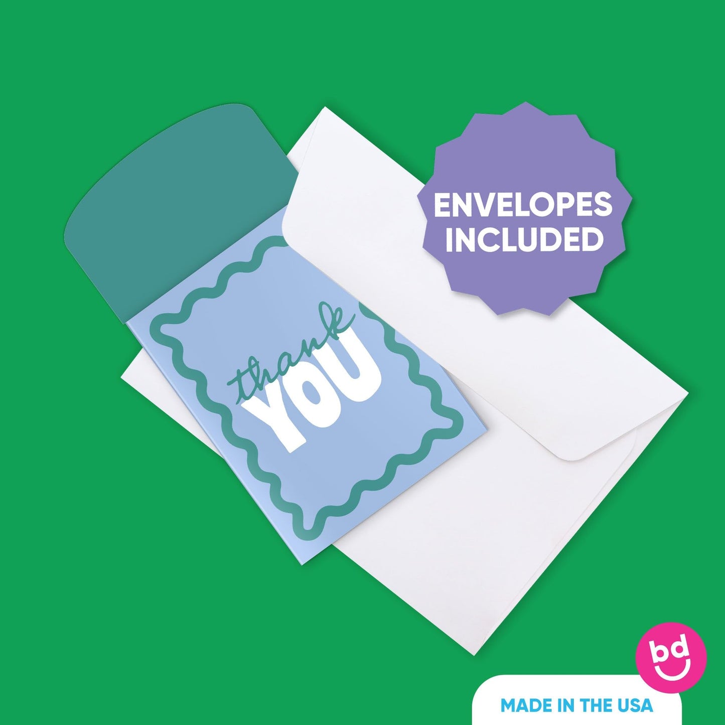 Big Dot of Happiness Blue and Teal Wavy Thank You Gift Card Holders with Envelopes, Cash Money Holders and Gift Card Sleeves, Retro Stationery Nifty Gifty Pack - Set of 8