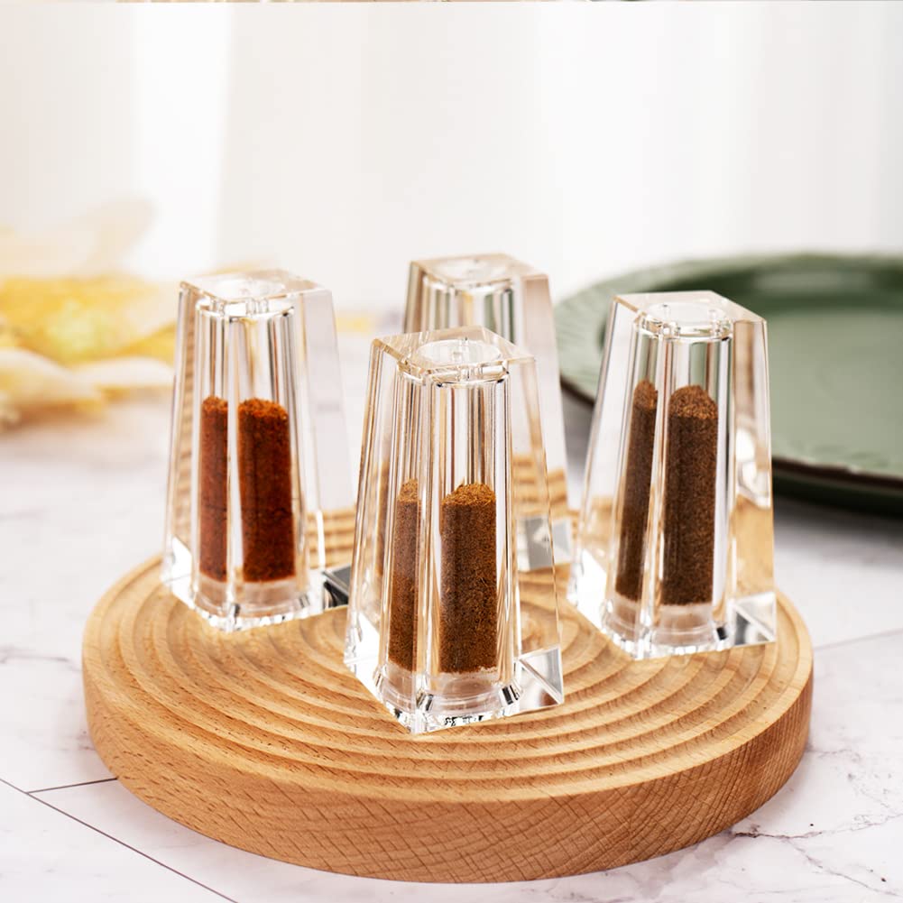 Maxistal Salt and Pepper Shaker Set Spice Dispenser Refillable Design Cut Crystal Seasoning Shaker Kitchen Decor for Cooking Table, RV, Dinner Party, Camping BBQ (Set Of 4)