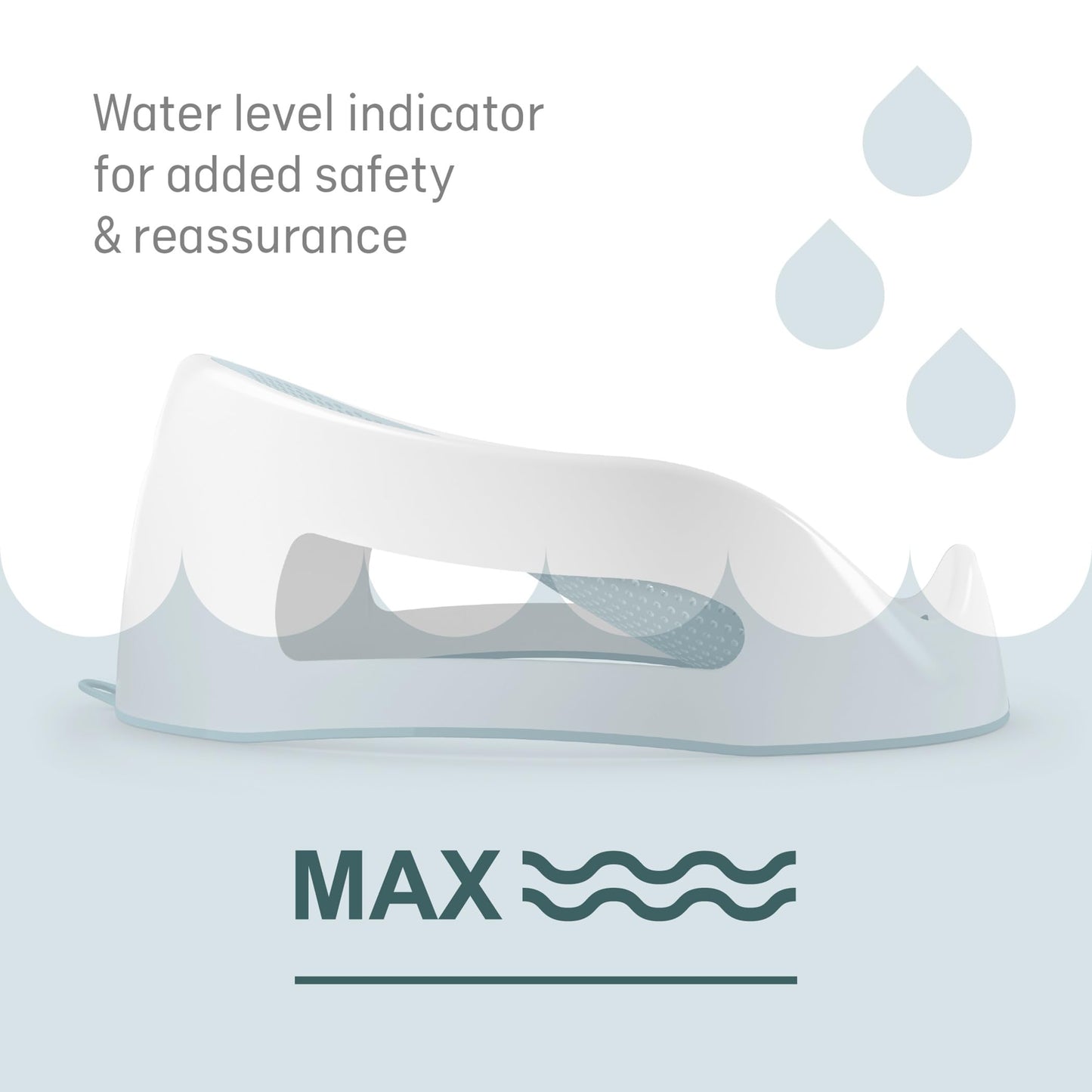 Angelcare Soft Touch Baby Bath Support -Grey- Water Level Indicator, Non-Slip, Comfortable & Safe for Newborns & Infants up to 6 Months