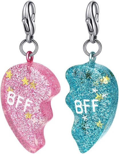 Best Friends Half Heart Pendant Necklace for Children, Kid's Best Friend Jewelry,Friendship Gift Girls BFF Necklaces-Love