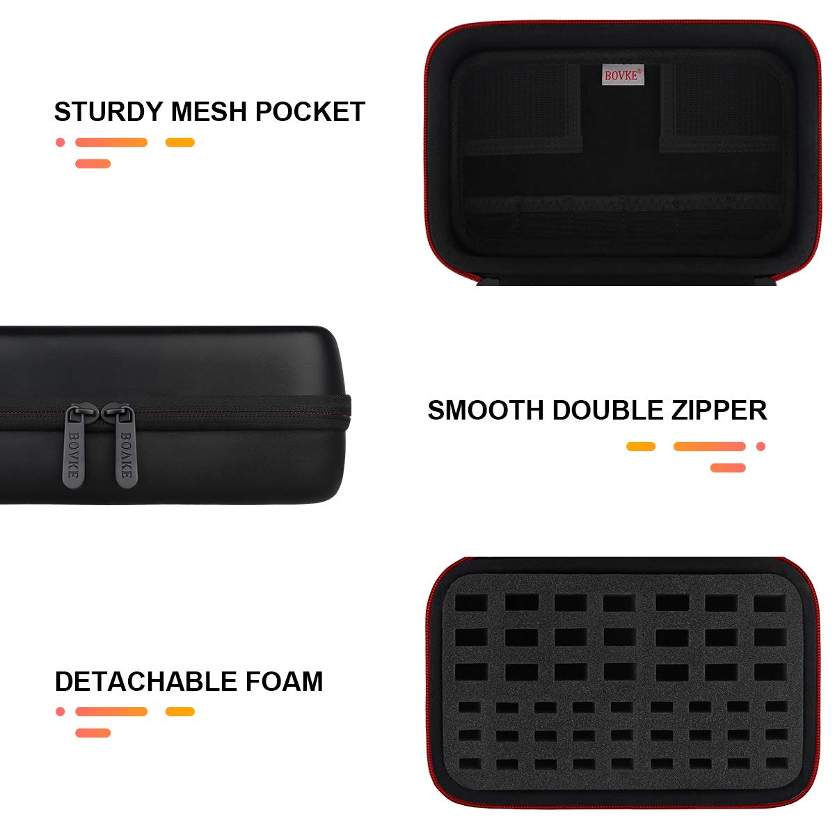 BOVKE USB Flash Drive Case Organizer SD Cards Stick Case Thumb Drive Memory Holder for SanDisk/Samsung/Netac/PNY/TOPESEL USB Pen Drives - Extra Mesh Pocket for Memory Micro Cards, Black