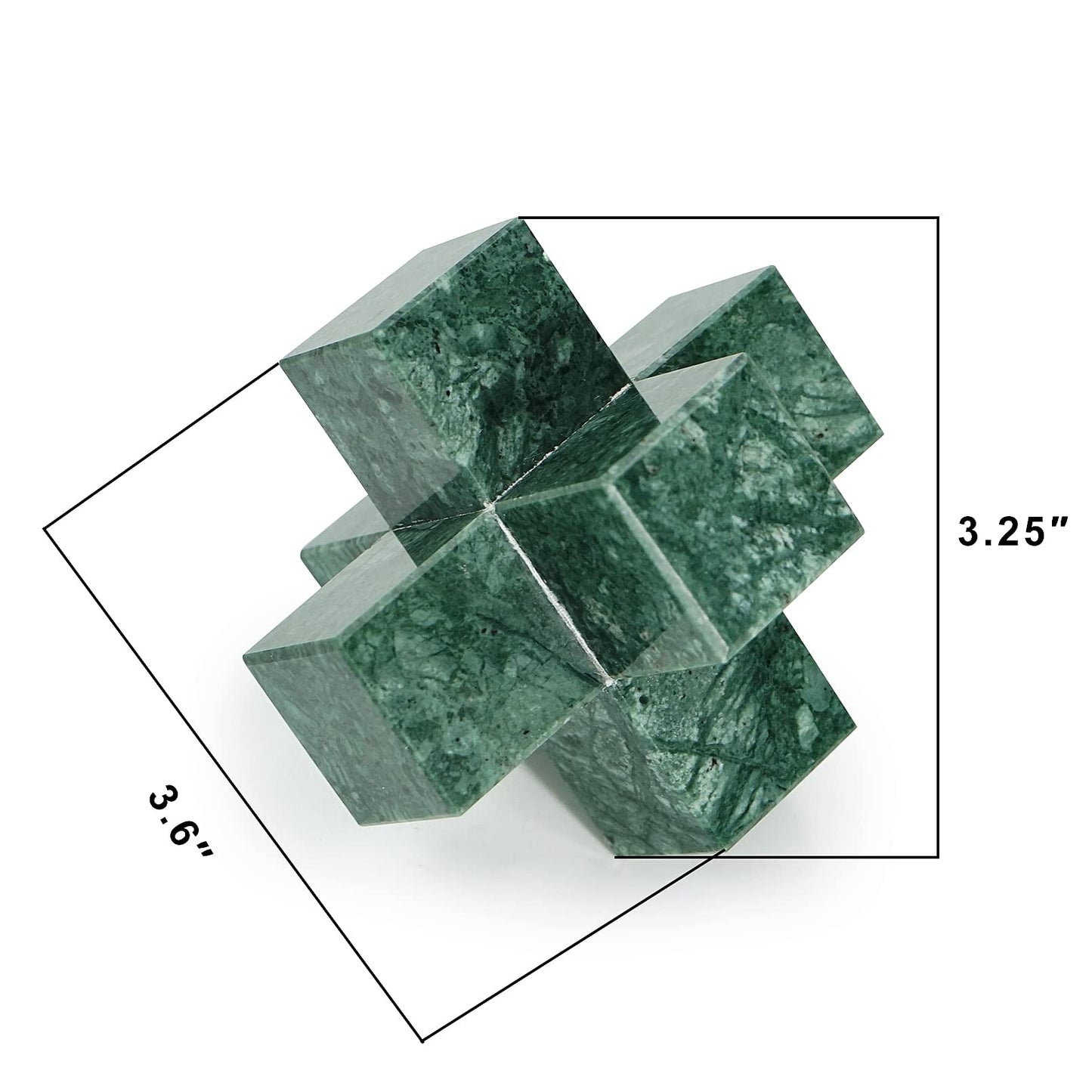 DreamsEden Geometric Sculpture, Small Green Marble Decorative Ornaments Modern Home Decor Accent Paperweight