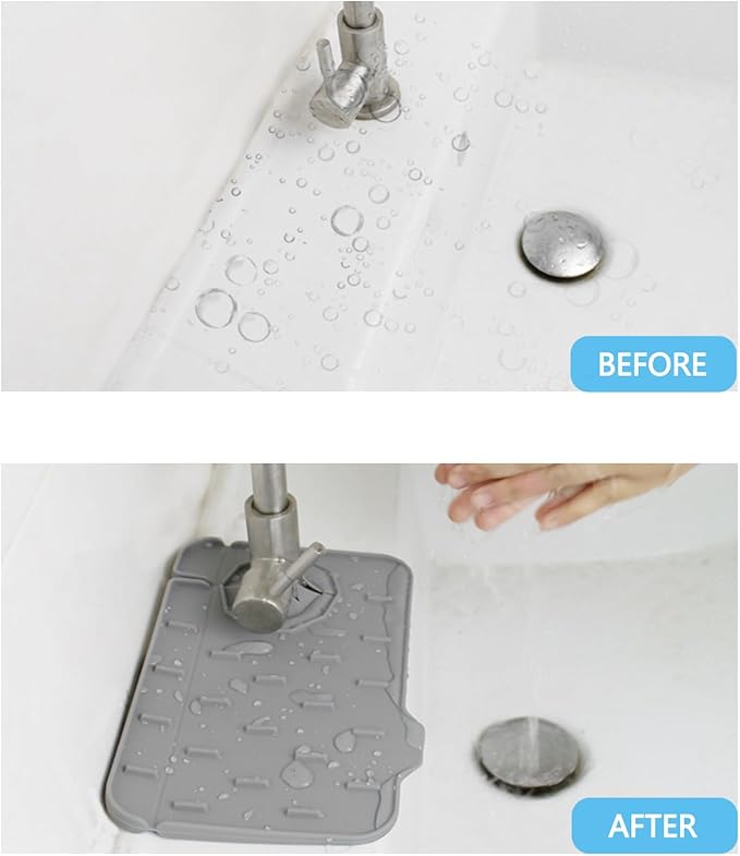 2 Pieces Kitchen Sink Splash Guard 8.3" Mini Sink Faucet Mat Faucet Handle Drip
