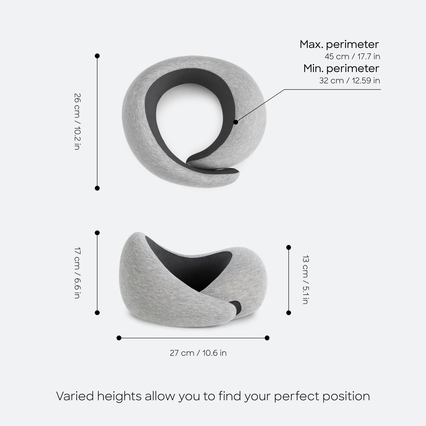 Ostrichpillow Go Neck Pillow, Travel Pillows for Airplanes, Premium Memory Foam Travel Pillow, 360º Ergonomic Design, Asymmetrical Sides, Travel Bag Included, Washable Modal Cover