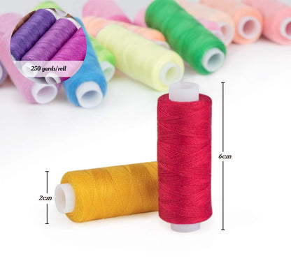 ilauke Sewing Thread Set 60 Color 228m Each Spool Polyester Thread Kit with 10 Sewing Needles, 2 Needle Threader, Yarn Scissors, Stripper and Pearl Needle for Hand or Machine Sewing
