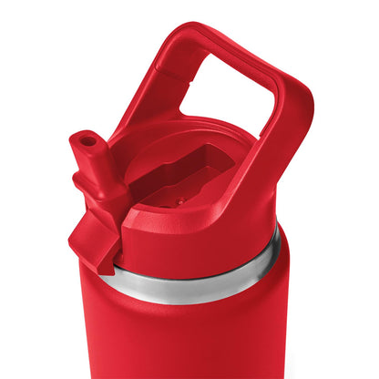 YETI Rambler 26 oz Bottle, Vacuum Insulated, Stainless Steel with Color Matching Straw Cap, Rescue Red