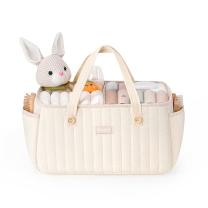 Baby Diaper Caddy Organizer for Wipes, Diapers Storage Basket with Handle, Car Caddy Organizer Boy & Girl & New Parent Gift, Baby Shower, Newborn Essentials, Nursery Bin Soft Large Tote Bag