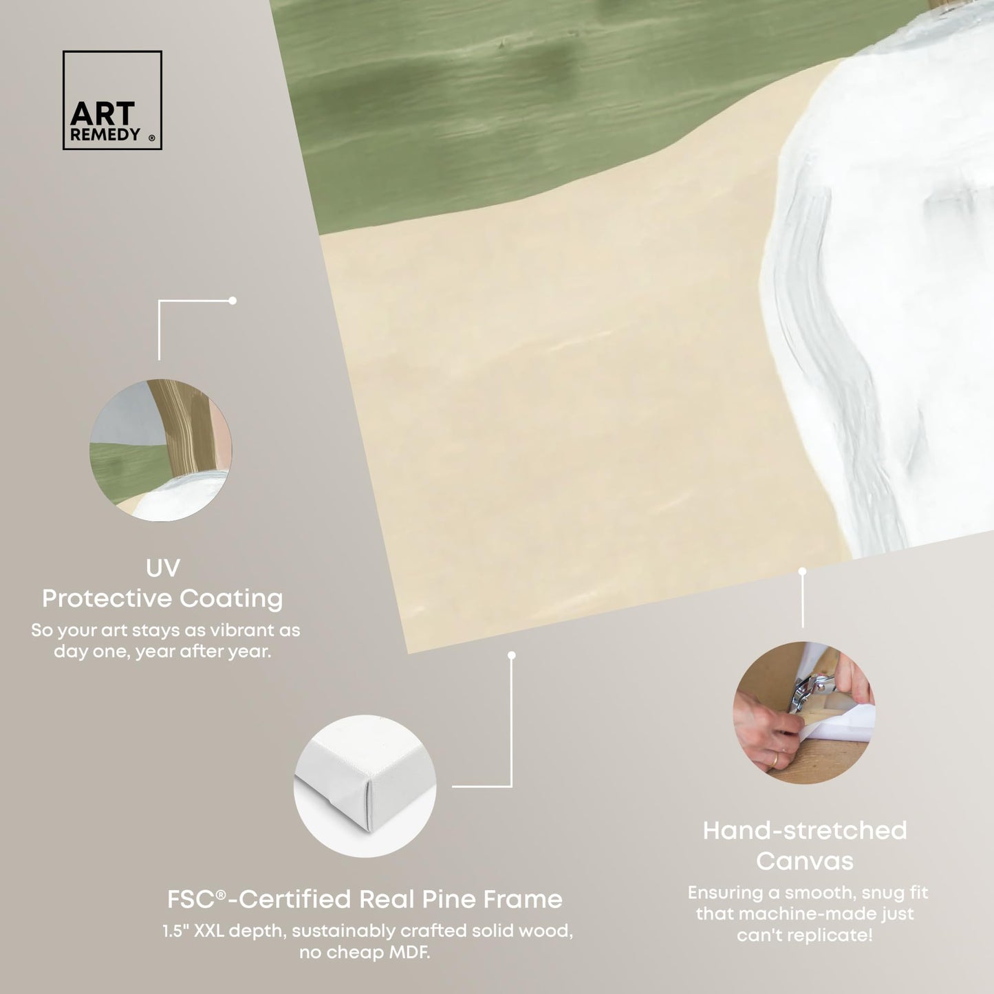 Mineral Duo Canvas Print Sage Wall Art Set by Art Remedy, Gallery Wrapped, 24 x 24