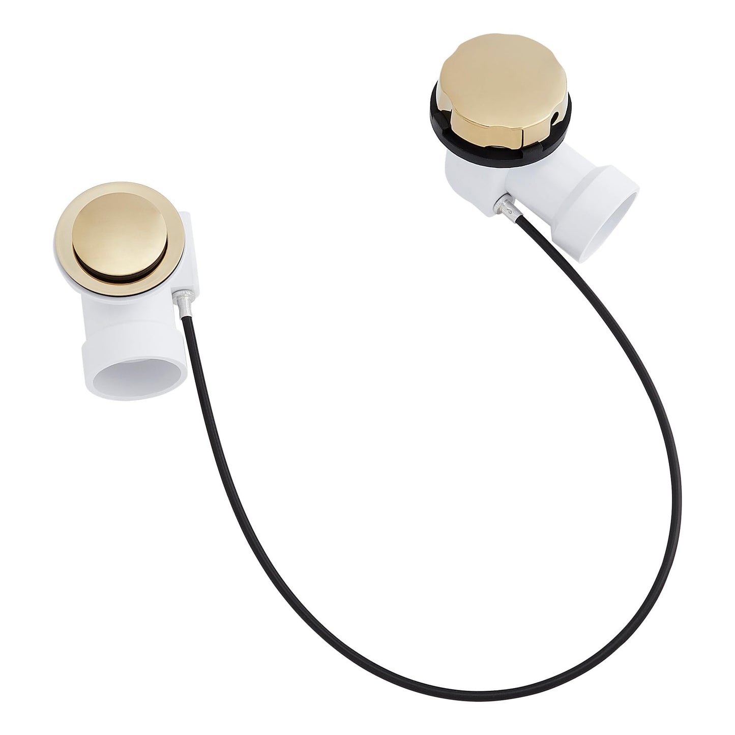 Signature Hardware 948045 PVC Cable Drain and Overflow for 17" - 22" Deep Alcove Tubs - Aged Brass