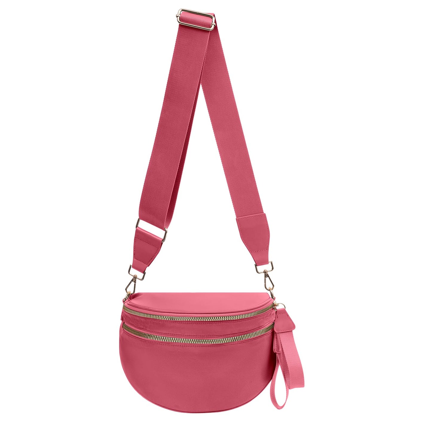 Nylon Crossbody Bags Bum Bag for Women Large Sling Bag Purse with Adjustable Strap（Black）