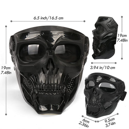 Outamateur Motorcycle Skull Goggle Mask Riding Goggles Safety Road Riding UV Motorbike Glasses for Riding/Skiing/Snowing/Motorcycling/Halloween (Grey Lens)