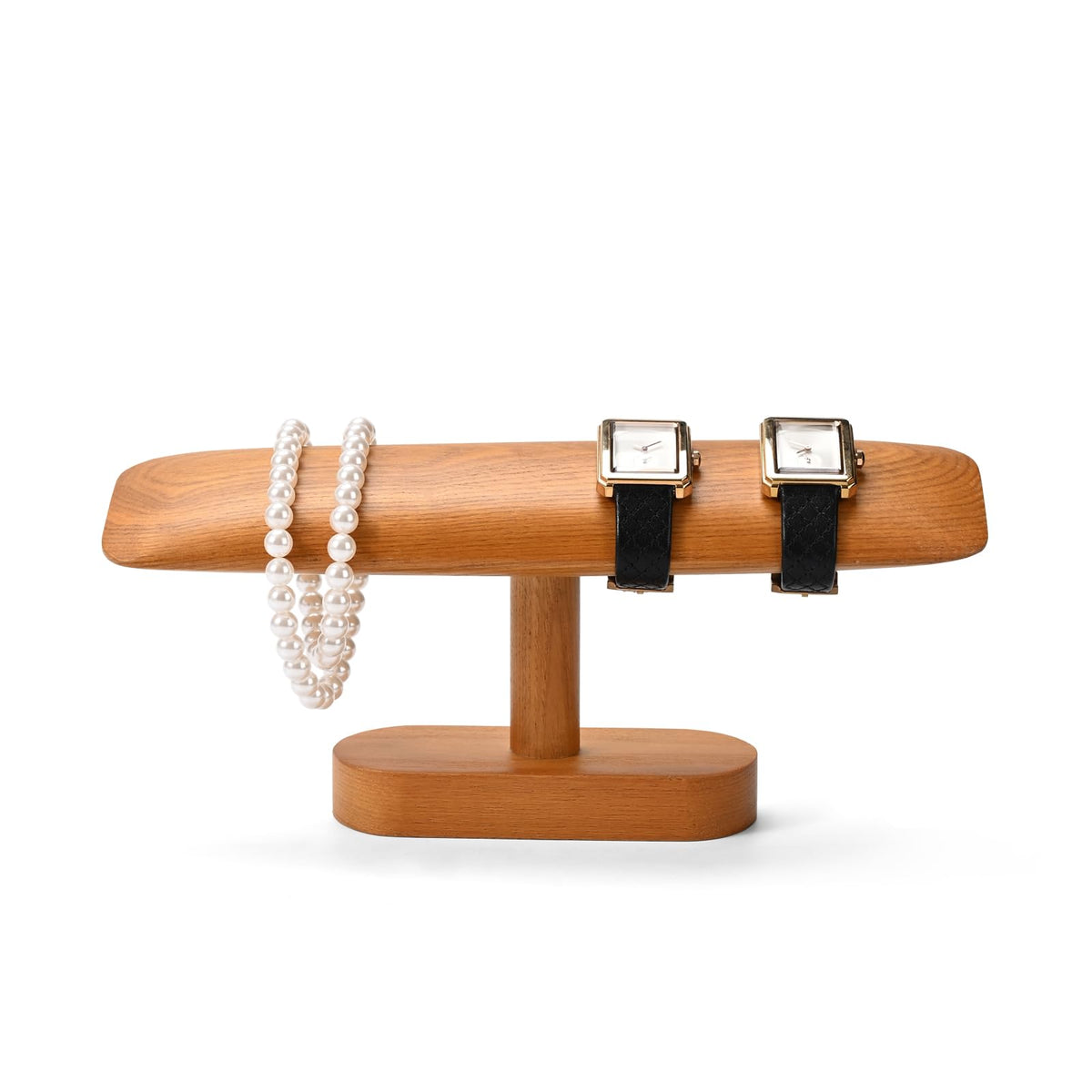 Woodten Solid Wood T-Bar Watch Display Stand Jewelry Organizer Holder for Watch and Bracelet