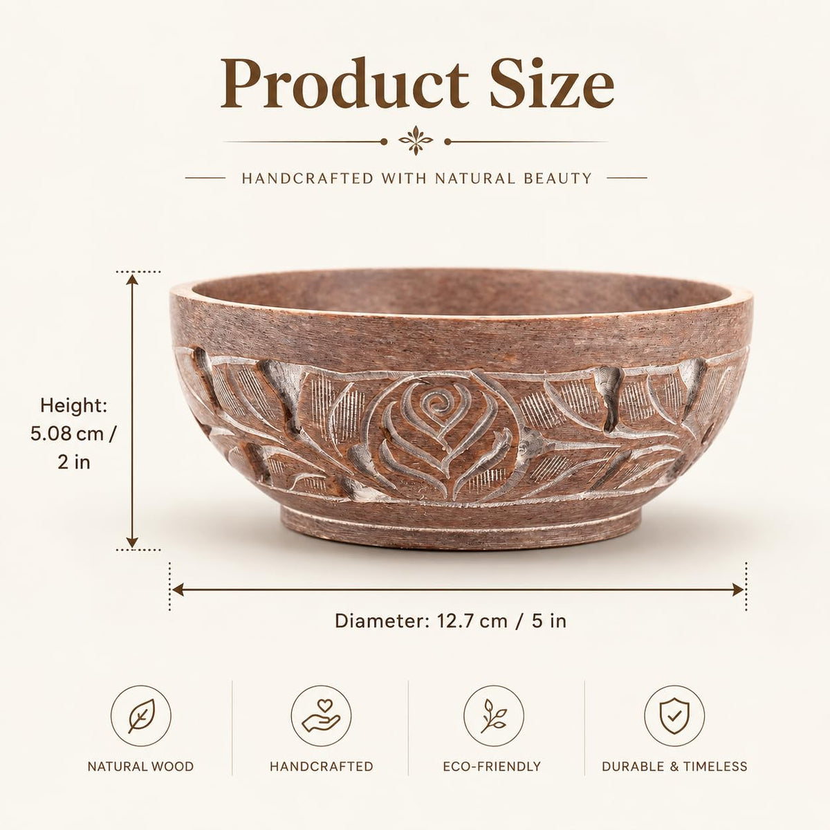 Ajuny Soapstone Natural Smudge Pot | Stone Bowl | Scrying And Smudge Bowl Handmade Leaf Carved Design Household Kitchen Table Decorative Gift 5 Inch