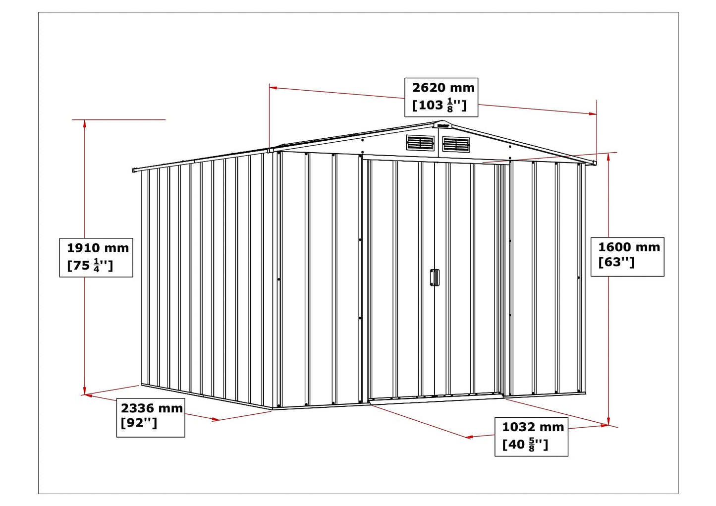 Duramax ECO 8 x 8 (6.35 m2) Metal Garden Storage Shed, Hot-Dipped Galvanized Metal Garden Shed, Tool Storage Shed, Strong Reinforced Roof Structure, Maintenance-Free Metal Shed, Anthracite