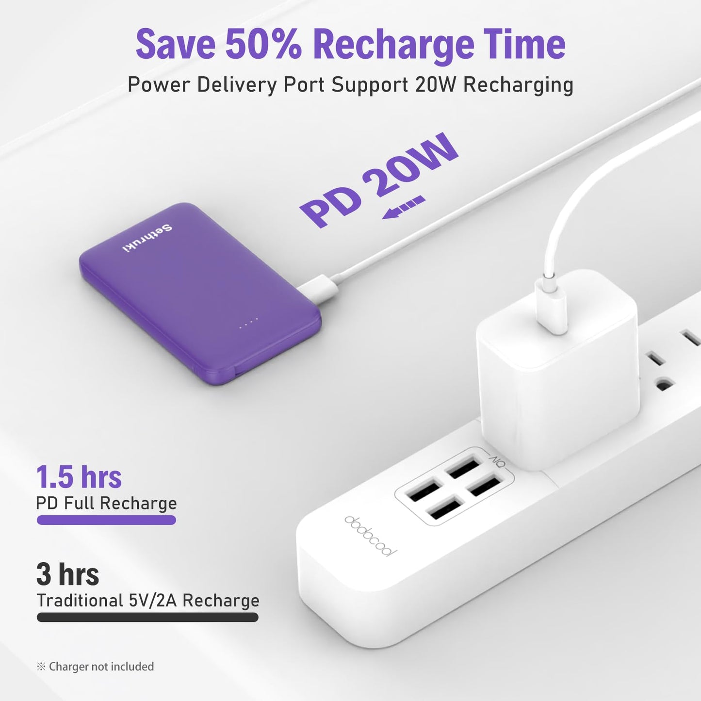 Slim Portable Charger with Built in USB C Cable,20W Fast Charging Power Bank,Small Mini Lightweight Phone Battery Pack 6000mAh,Ultra Thin Travel Essentials for iPhone 17 16 15 Series,Samsung,Android