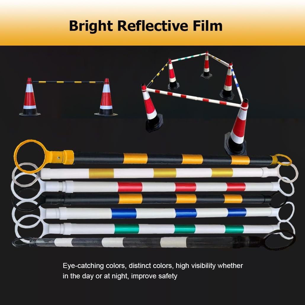 Adjustable Traffic Cone Barrier, Reflective 47-78 Inch Retractable Security Divider, 16 Pcs Yellow & Black Temporary Safety Warning Cone Tape