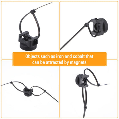 112 Pieces Magnetic Cable Zip Tie Mounts, 12 Pcs Magnets with 100 Pcs Cable Zip Ties, Multipurpose Magnetic Cables Holder for Cables Management, Wire Management Bases