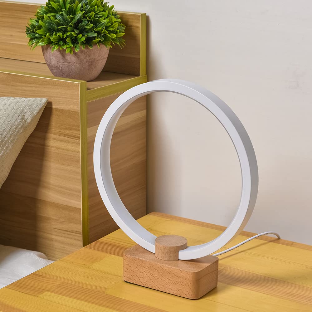 LONRISWAY LED Wood Table Lamp, Bedroom Bedside Night Light, Dimmable Led Lighting, Creative Home Decor, Unique House warmging Gift 1.3m Cable, 5W 350LM Nightstand Lamps