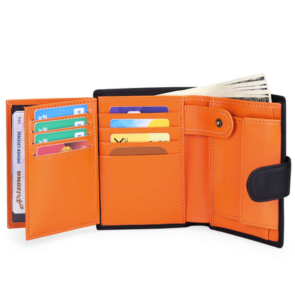 SENDEFN Men's Wallets Multifunctional RFID Blocking Leather Wallet Credit Card Trifold Compact Wallets for Men with ID Window & Coin Pocket
