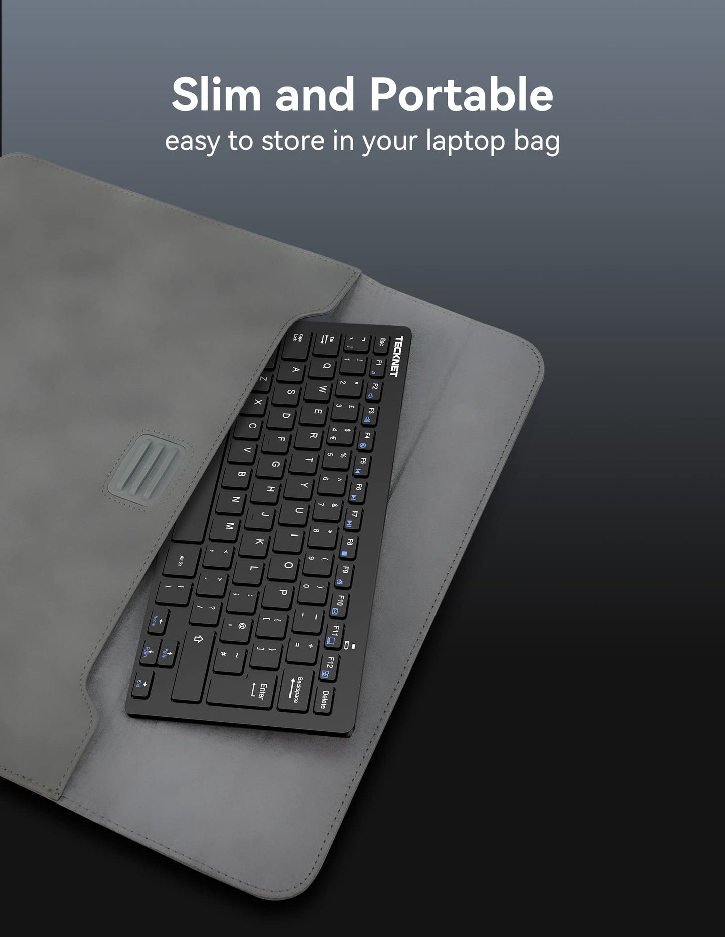 TECKNET 2.4G Wireless Keyboard For Windows/Chrome OS, UK Layout Compact Mini Keyboards, Small Silent Whisper-Quiet Keyboard with 12 months Battery Life (Black)