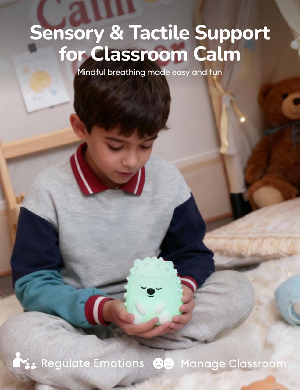 Breathing Pal 'Hogi'- Mindfulness Breathing Light, Guided Visual Meditation Breathing Light, Anxiety Relief Items for Calm Down Corner/Meditation/Sleep for Adult&Kid