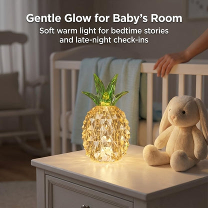 Pineapple Baby Night Light for Nursery, Battery Powered Pineapple Lamp for Home Living Room Bedroom Kitchen Office Decor, Crystal Tropical Decor Valentines Day Birthday Gifts for Him Her Kids Women