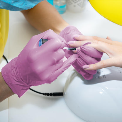 100 Pack Pink Vinyl Disposable Gloves - Latex Free and Power Free Food Grade Exam Gloves for Cleaning, Food Prep, Kitchen Use, Medium