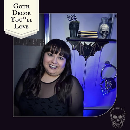 Gothic Bat Shelf Wall Decor with Hooks - Valentines Spooky Goth Themed Gifts for Adults Women with Bat Stickers - Black Floating Shelf for Bedroom Living Room - Unique Vampire Room Lovers Accessories