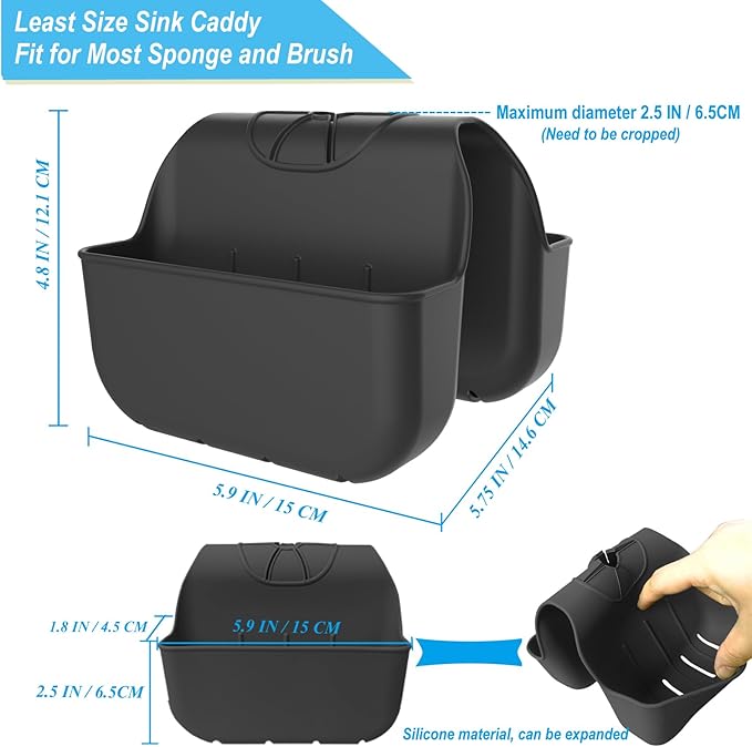Sponge Holder for Kitchen Sink, Silicone Sink Saddle Caddy Organizer Rack