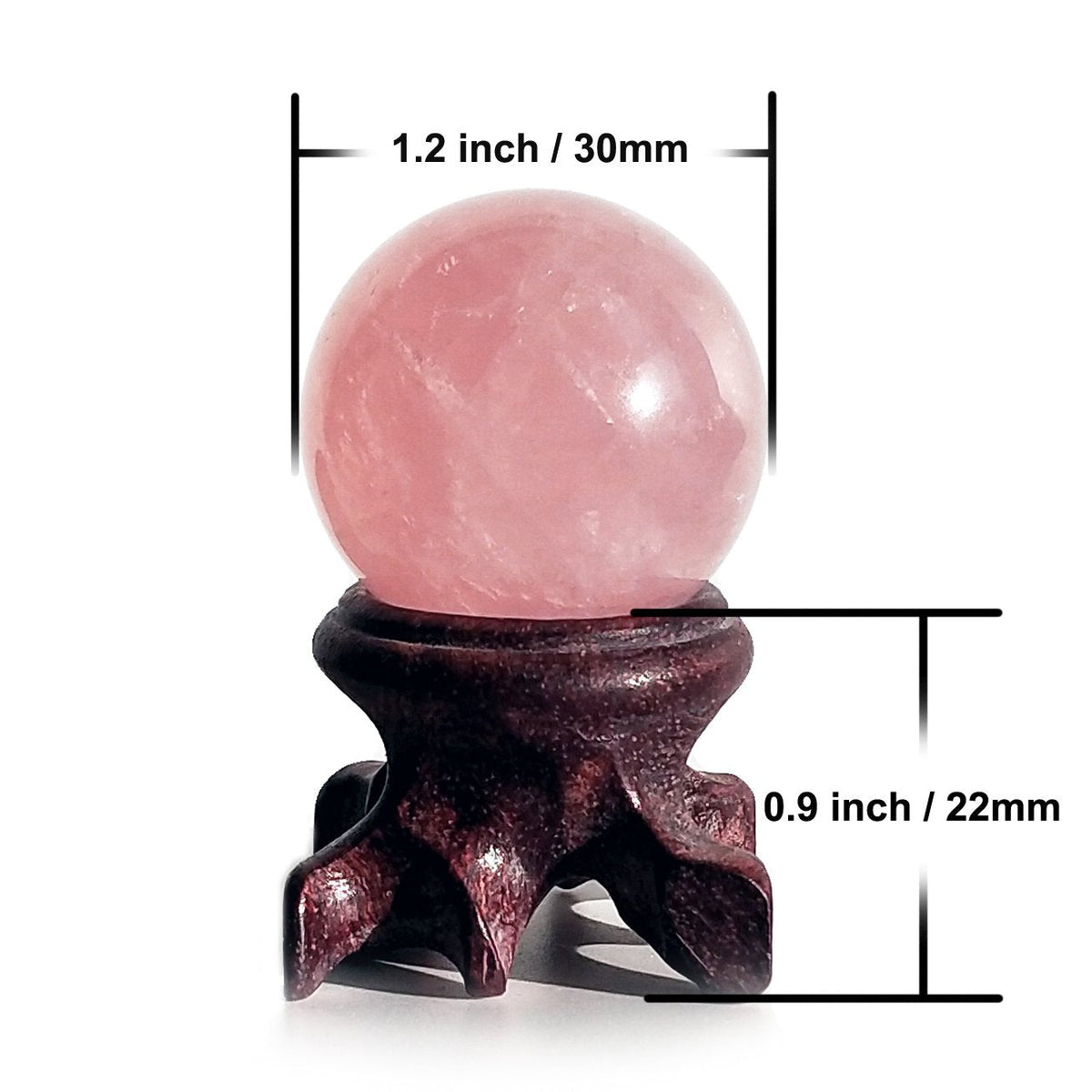 Polar Jade Rose Quartz Crystal Ball – 1.2" Pink Crystal Sphere for Meditation, Feng Shui, Chakra Healing, Divination, and Home Décor