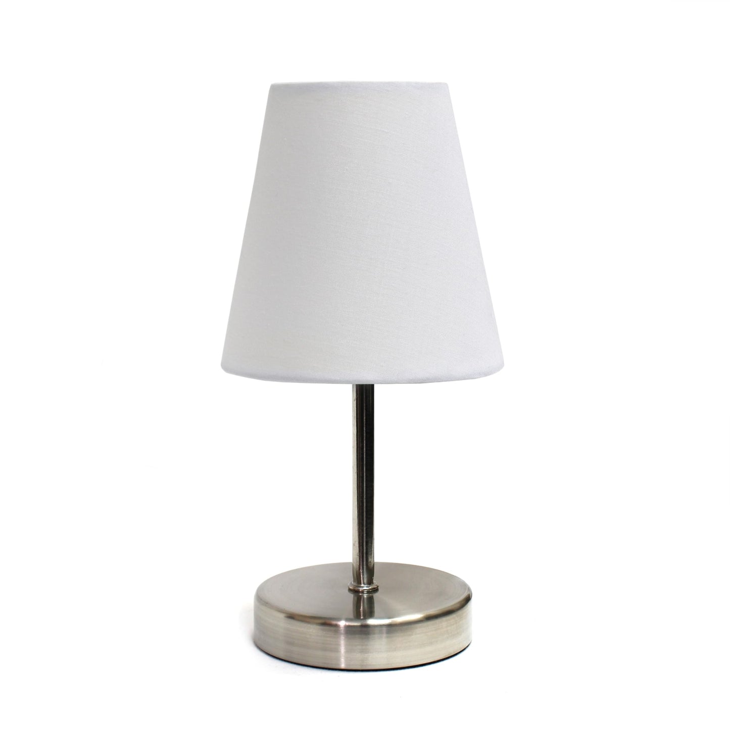 Simple Designs LT1198-WHT 10.5" Stylish Mini Pop of Color Table Lamp, for Living Room, Bedroom, Office, Sand Nickel with White Shade
