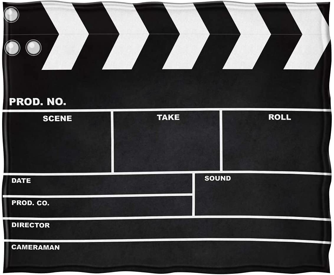 Jekeno Movie Clapboard Gifts Throw Blanket, Theater Home Film Cinema Decor Gifts Ideas for Women Men Movie Lover Adult Boy Girl Actor Director Acting Gift
