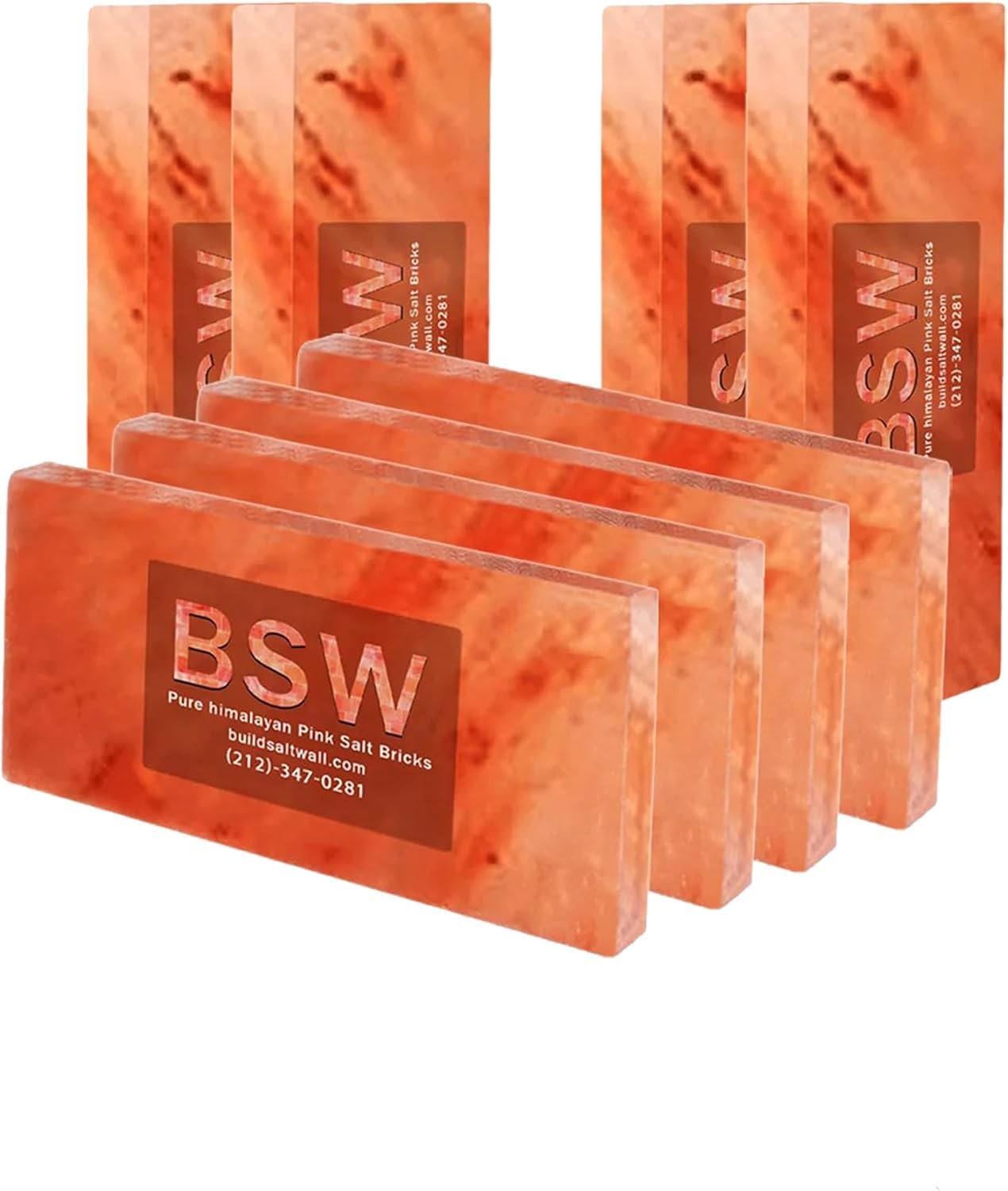 Himalayan Salt Tiles for Sauna Spa, 8 x 4 x 1 Inches, Natural Pink Salt Bricks Stone Blocks for Building Sauna Room, Spa Walls, Massage, Dry Aging, Wellness Centers, Home DIY Decor (10, Pink)