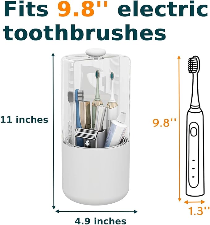 Toothbrush Holder with Cover 360 Rotating 4 Compartments Bathroom Toothpaste